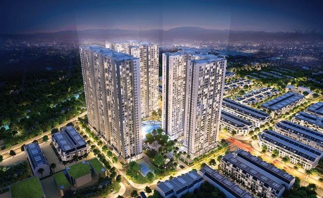 Một hình ảnh minh họa các tòa nhà chung cư hiện đại và sầm uất xung quanh khu vực dự án bệnh viện đa khoa Thanh Xuân, thể hiện tiềm năng phát triển bất động sản.