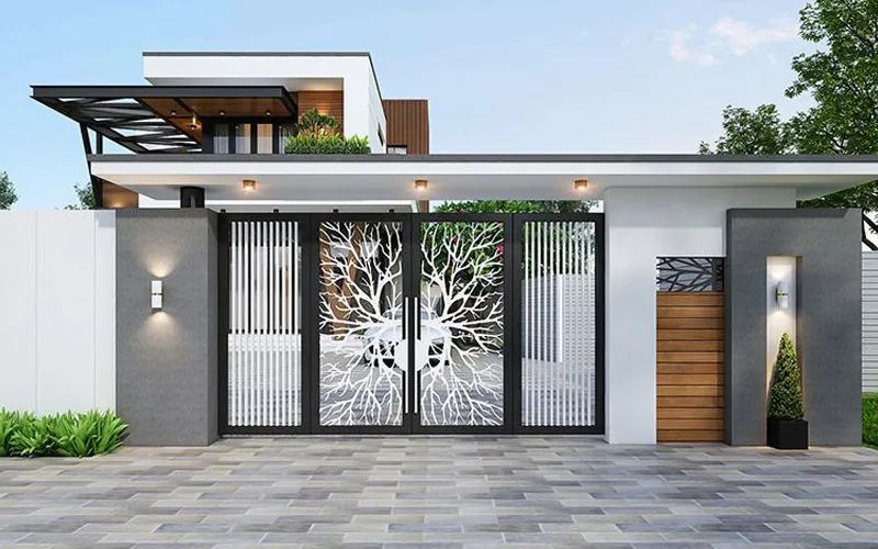 Mẫu cổng đẹp cho biệt thự hiện đại, cân đối và vững chãi