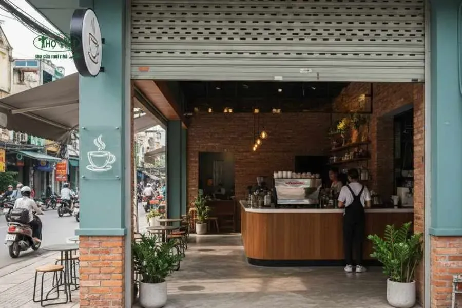 Mẫu cửa hàng có cửa cuốn