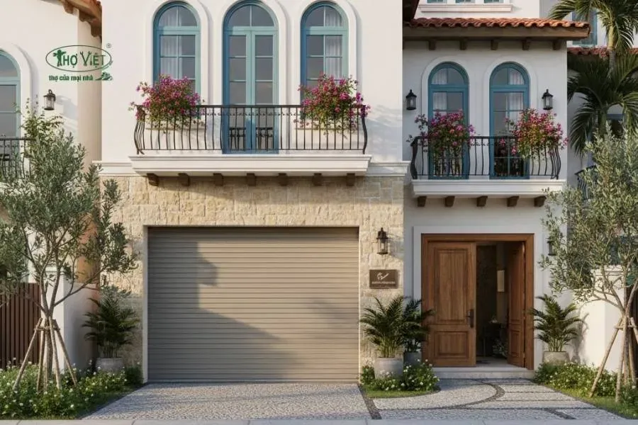 Mẫu nhà phố có cửa cuốn