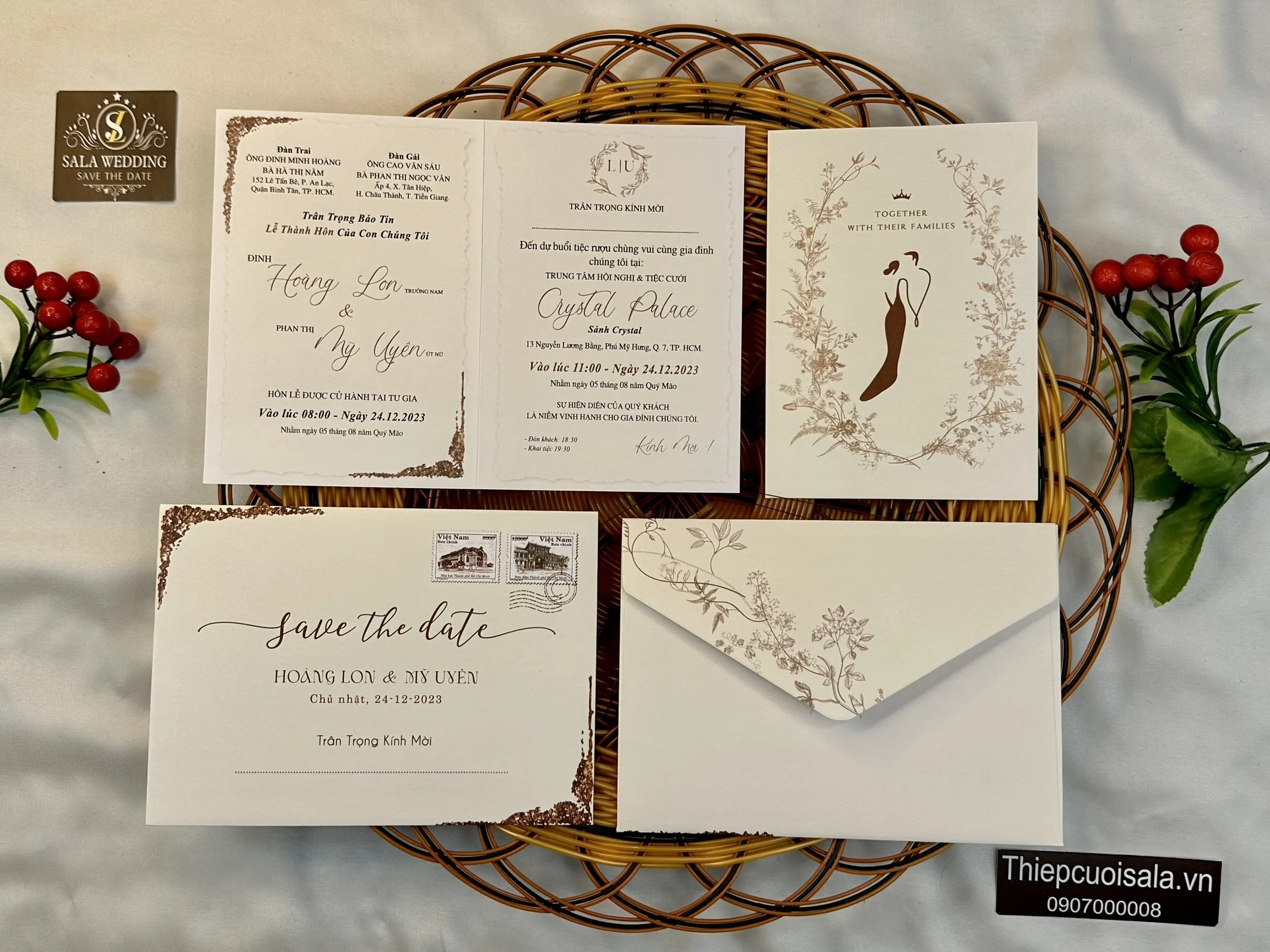 Mẫu nội dung thiệp cưới nhà gái với thiết kế hiện đại