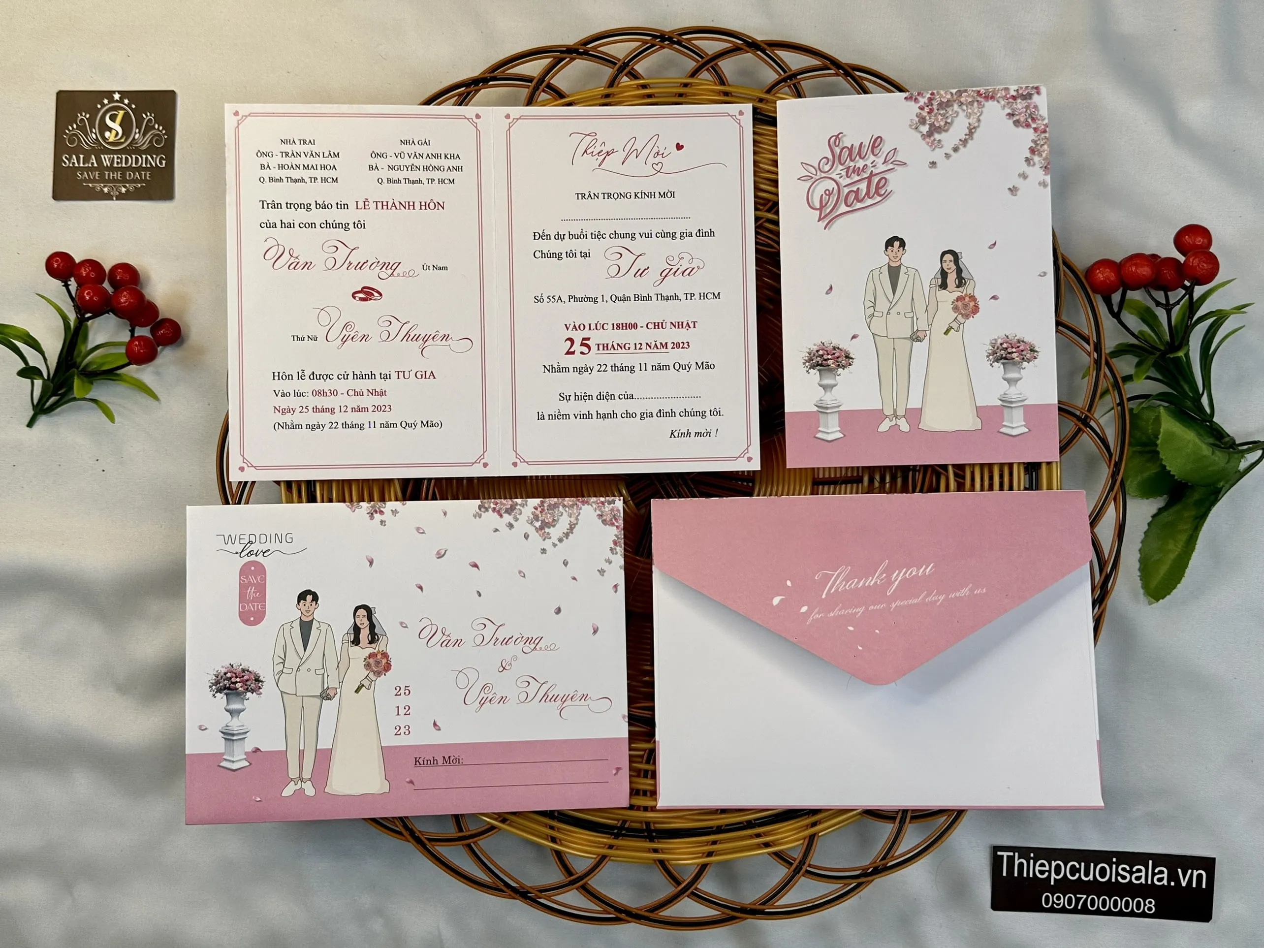 Mẫu nội dung thiệp cưới nhà gái với phong cách tối giản