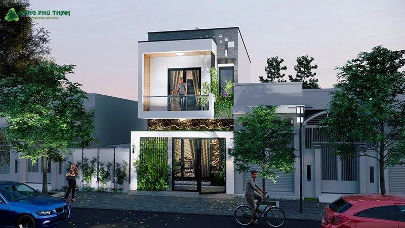 Phối cảnh thiết kế nhà 2 tầng 50m2 3 phòng ngủ