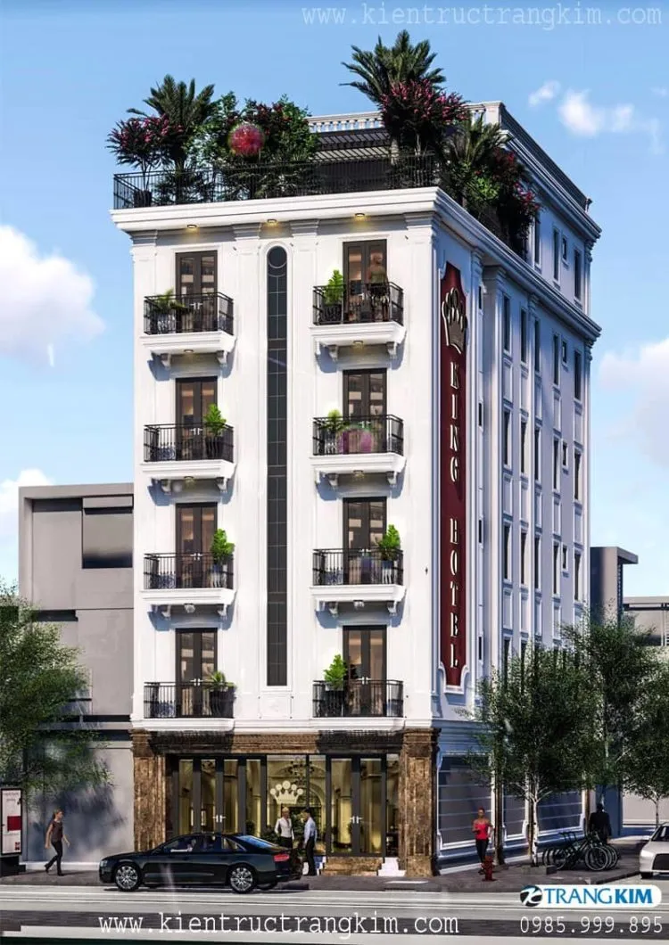 Nhà nghỉ 5 tầng 1 tum tân cổ điển