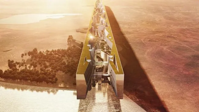 Hình ảnh phối cảnh ấn tượng của siêu dự án thành phố The Line theo mô hình quy hoạch tuyến tính tại Ả Rập Xê Út