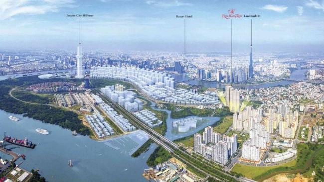 Hình ảnh 3D mô phỏng hồ bơi vô cực trên tầng thượng của một tòa căn hộ tại Raemian Galaxy City Quận 2 với tầm nhìn toàn cảnh thành phố